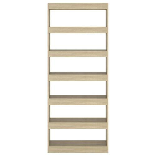 Bogreol/rumdeler 80x30x198 cm konstrueret træ sonoma-eg