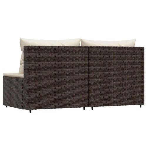 Midtermoduler til havesofa 2 stk. med hynder polyrattan brun