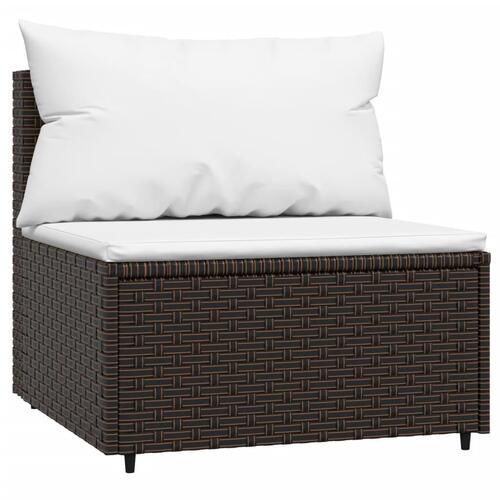 Midtermoduler til havesofa 2 stk. med hynder polyrattan brun