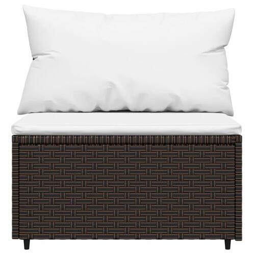 Midtermoduler til havesofa 2 stk. med hynder polyrattan brun