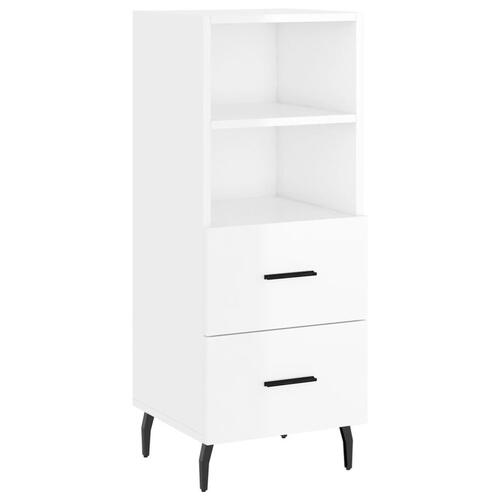 Skænk 34,5x34x90 cm konstrueret træ hvid højglans