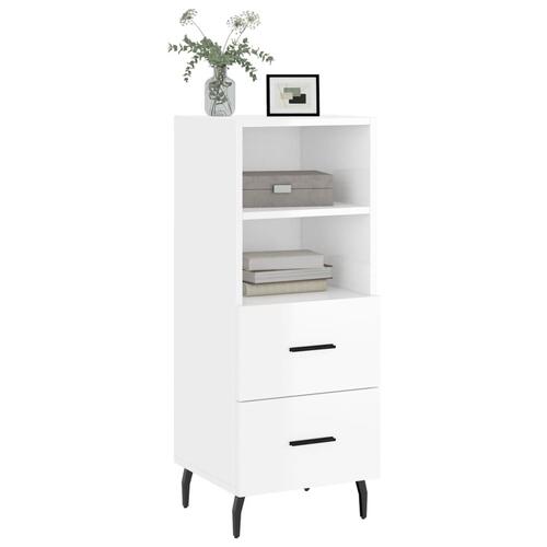 Skænk 34,5x34x90 cm konstrueret træ hvid højglans