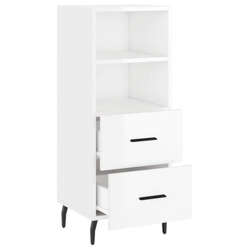 Skænk 34,5x34x90 cm konstrueret træ hvid højglans