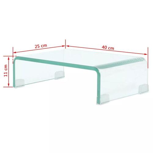TV-bord/monitorstander klar glas 40x25x11 cm