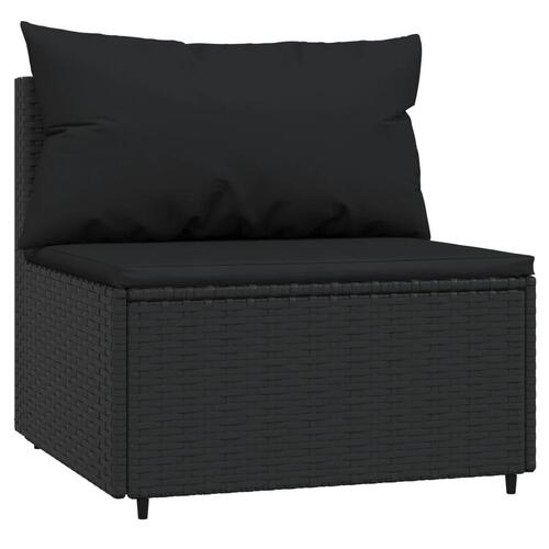 Midtermodul til havesofa med hynder polyrattan sort