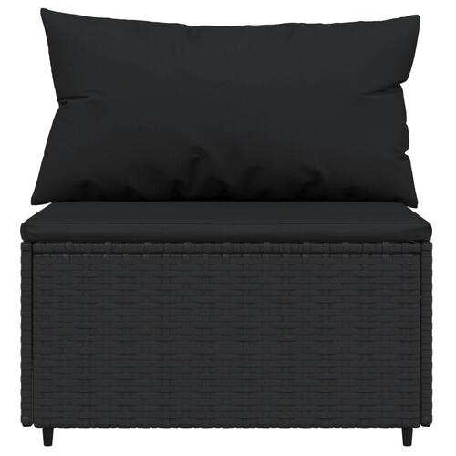 Midtermodul til havesofa med hynder polyrattan sort