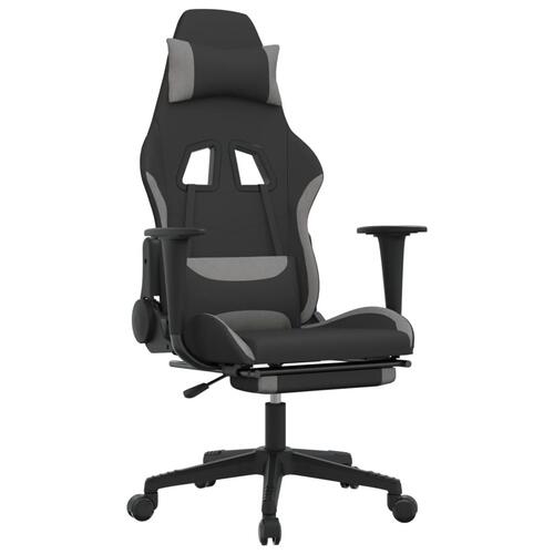 Gamingstol med massagefunktion + fodstøtte stof sort og lysegrå