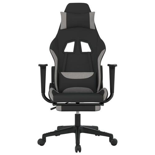 Gamingstol med massagefunktion + fodstøtte stof sort og lysegrå
