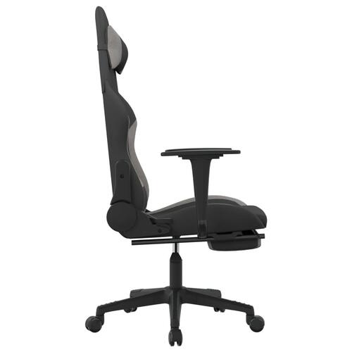 Gamingstol med massagefunktion + fodstøtte stof sort og lysegrå
