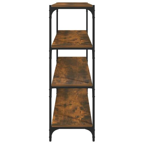 Bogreol 100x33x100 cm konstrueret træ og stål røget egetræ