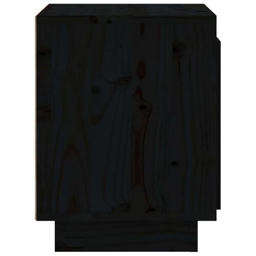 Sengebord 40x30x40 cm massivt fyrretræ sort