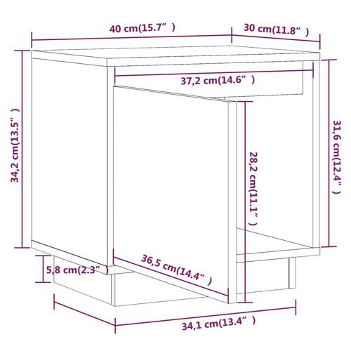 Sengebord 40x30x40 cm massivt fyrretræ sort
