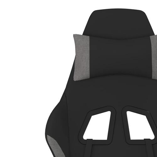Gamingstol med massagefunktion + fodstøtte stof sort og lysegrå