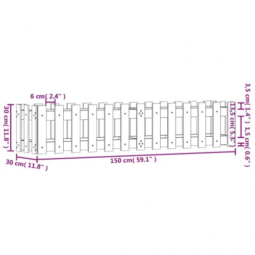 Højbed med stakitdesign 150×30×30 cm - massivt fyrretræ