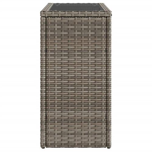 Havesidebord med glastop 58x27,5x55 cm polyrattan grå