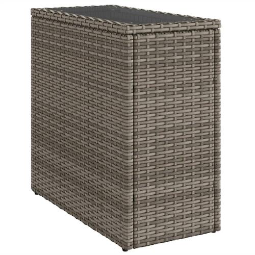 Havesidebord med glastop 58x27,5x55 cm polyrattan grå