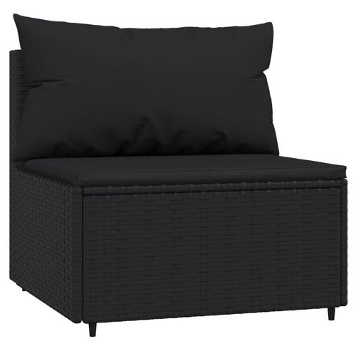 Loungesæt til haven 3 dele med hynder polyrattan sort
