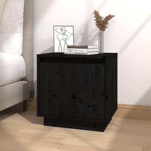 Sengeborde 2 stk. 40x30x40 cm massivt fyrretræ sort