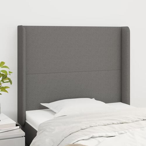 Sengegavl med kanter 83x16x118/128 cm stof mørkegrå