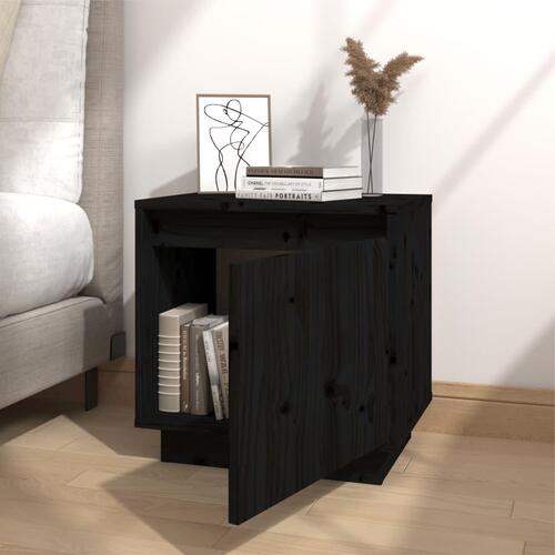 Sengeborde 2 stk. 40x30x40 cm massivt fyrretræ sort