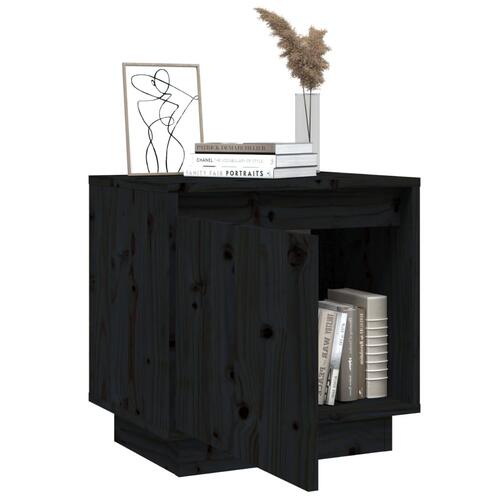 Sengeborde 2 stk. 40x30x40 cm massivt fyrretræ sort