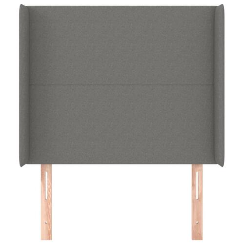 Sengegavl med kanter 83x16x118/128 cm stof mørkegrå