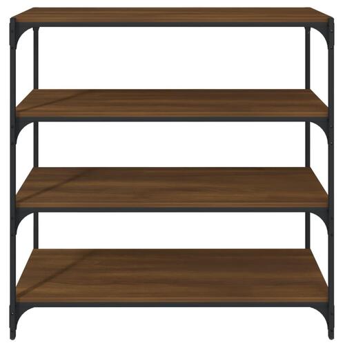 Bogreol 100x33x100 cm konstrueret træ og stål brunt egetræ