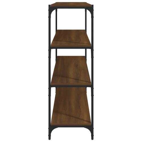 Bogreol 100x33x100 cm konstrueret træ og stål brunt egetræ