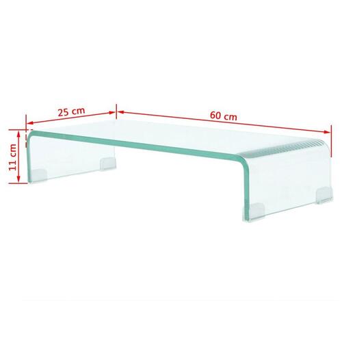 TV-bord/monitorstander klar glas 60x25x11 cm