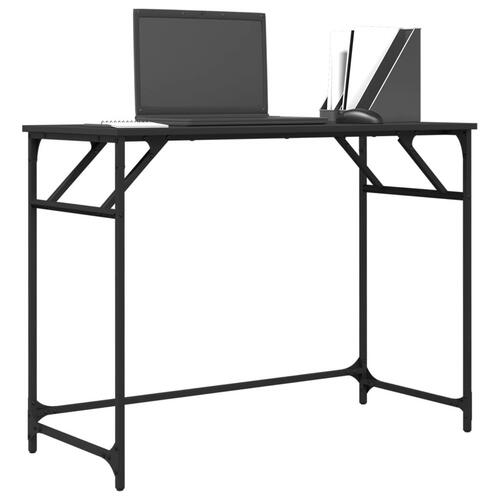 Skrivebord 100x45x76 cm konstrueret træ pulverlakeret stål sort