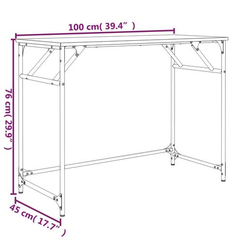 Skrivebord 100x45x76 cm konstrueret træ pulverlakeret stål sort