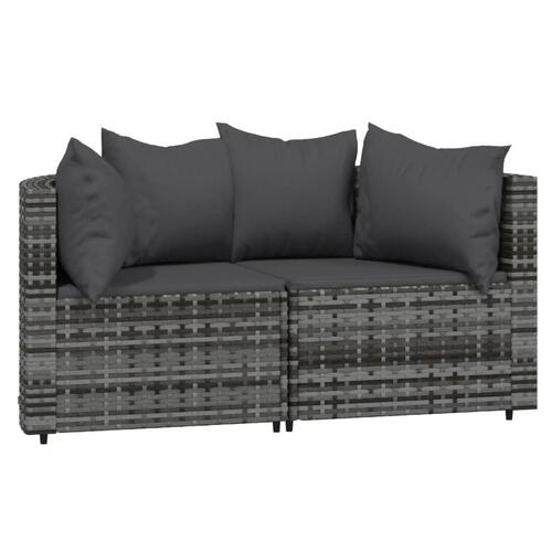 Loungesæt til haven 3 dele med hynder polyrattan grå