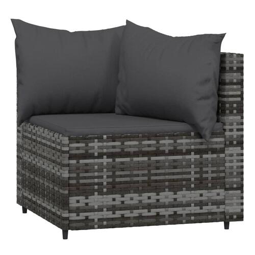 Loungesæt til haven 3 dele med hynder polyrattan grå