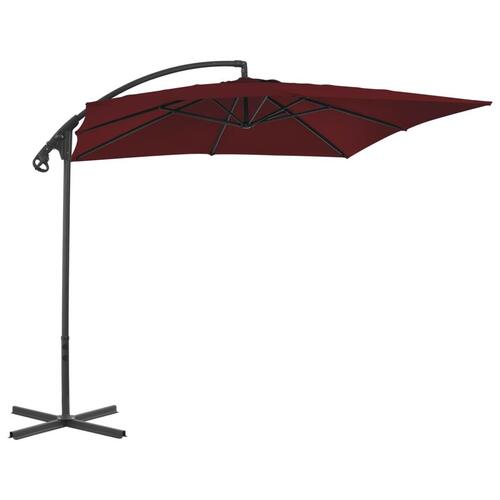 Hængeparasol med stålstang 250x250 cm vinrød