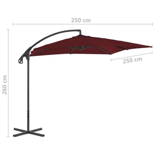 Hængeparasol med stålstang 250x250 cm vinrød