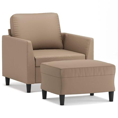 Sofastol med fodskammel 60 cm kunstlæder Cappuccino