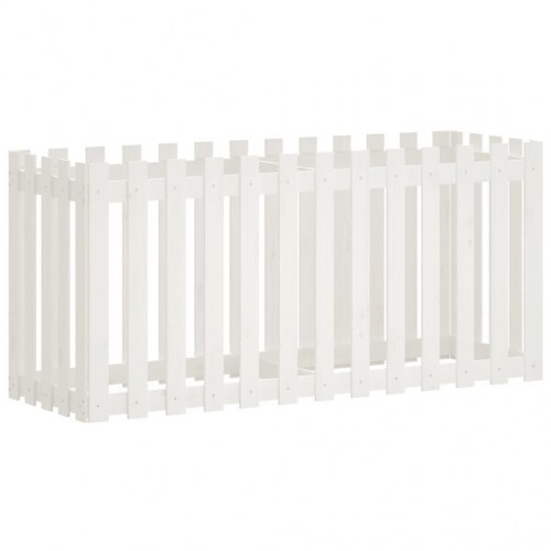 Højbed med stakitdesign 150x50x70 cm massivt fyrretræ hvid