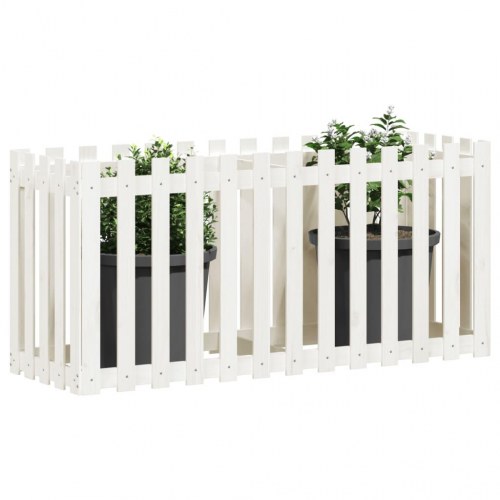 Højbed med stakitdesign 150x50x70 cm massivt fyrretræ hvid