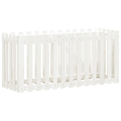 Højbed med stakitdesign 150x50x70 cm massivt fyrretræ hvid