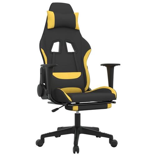 Gamingstol med massagefunktion + fodstøtte stof sort og gul