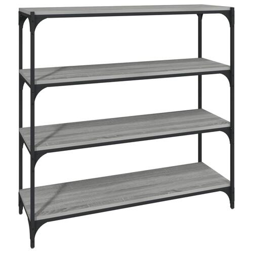 Bogreol 100x33x100 cm konstrueret træ og stål grå sonoma-eg