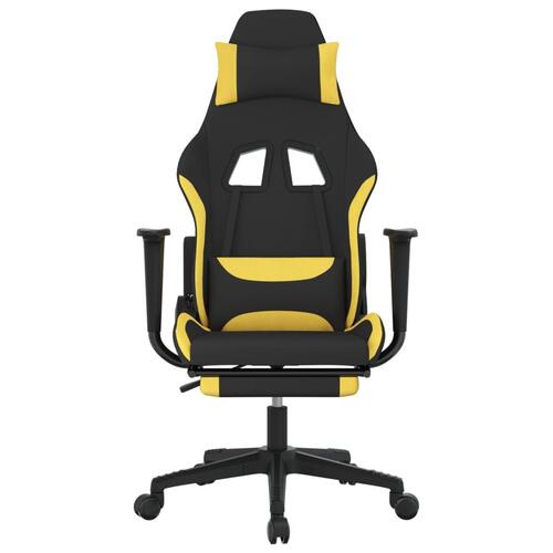 Gamingstol med massagefunktion + fodstøtte stof sort og gul