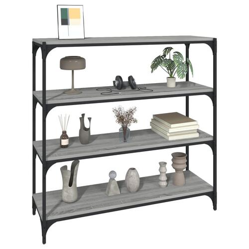 Bogreol 100x33x100 cm konstrueret træ og stål grå sonoma-eg