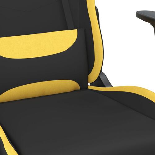Gamingstol med massagefunktion + fodstøtte stof sort og gul