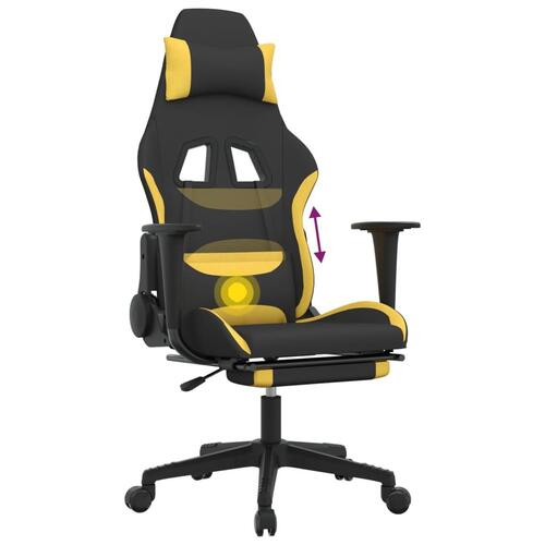 Gamingstol med massagefunktion + fodstøtte stof sort og gul