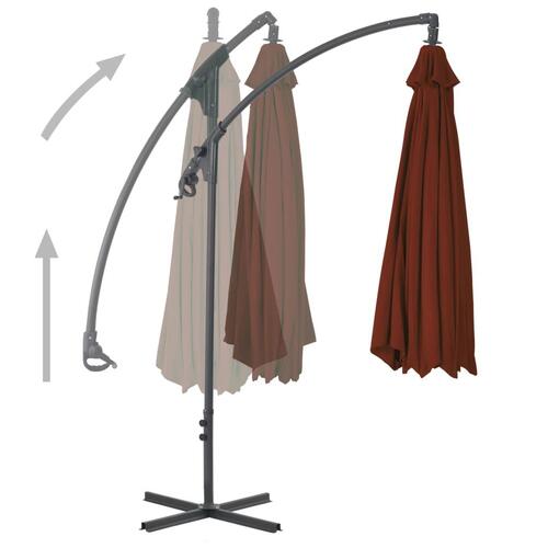 Hængeparasol med stålstang 250x250 cm terrakotta