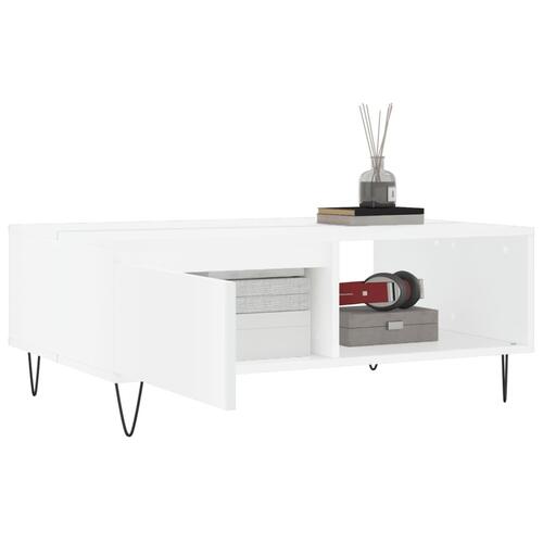Sofabord 90x60x35 cm konstrueret træ hvid