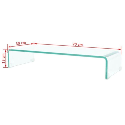TV-stander/monitorstand klart glas 70x30x13 cm