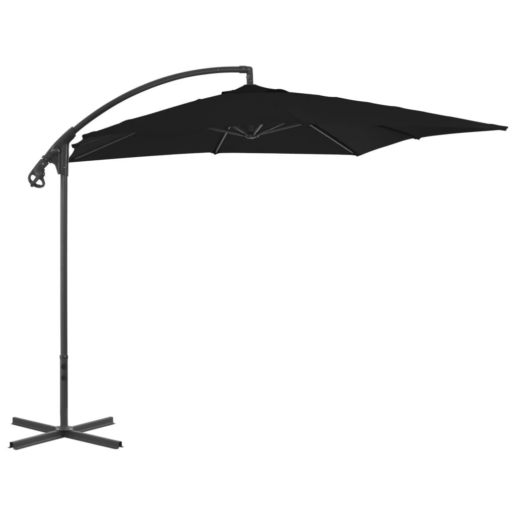 Hængeparasol med stålstang 250x250 cm sort