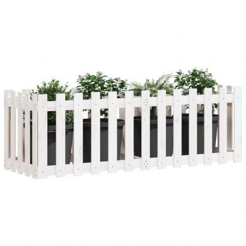Højbed med stakitdesign 150×50×50 cm - massivt fyrretræ, hvid